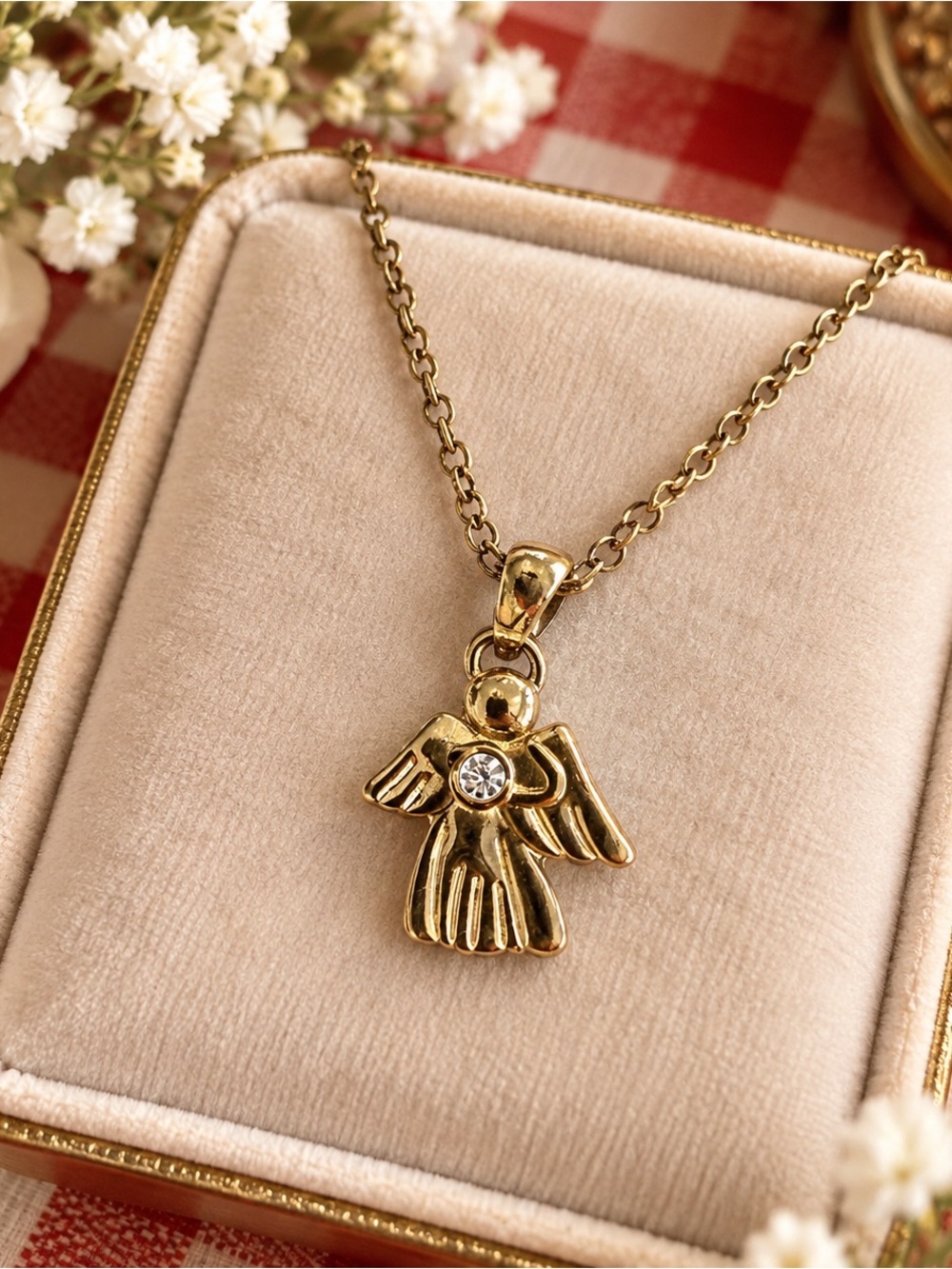 Gold Angel Pendant Necklace - Unbranded
